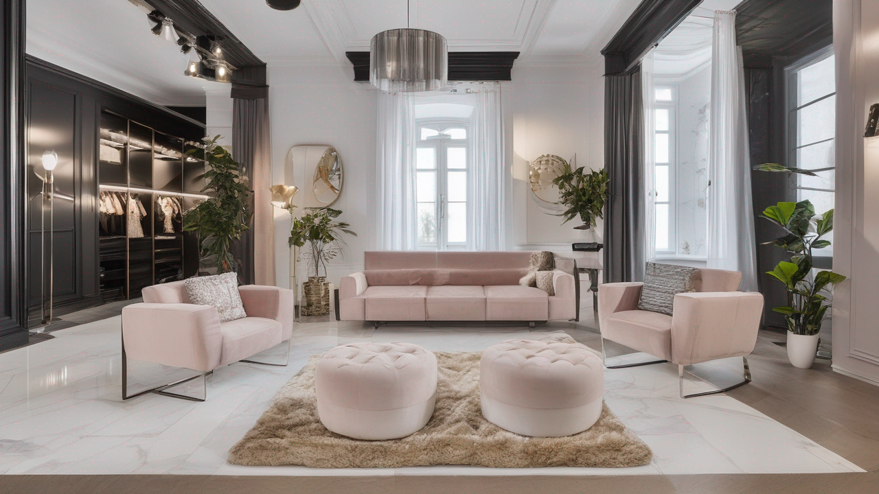 Elegancki showroom z wystawą różnych modeli słuchawek w nowoczesnym wnętrzu