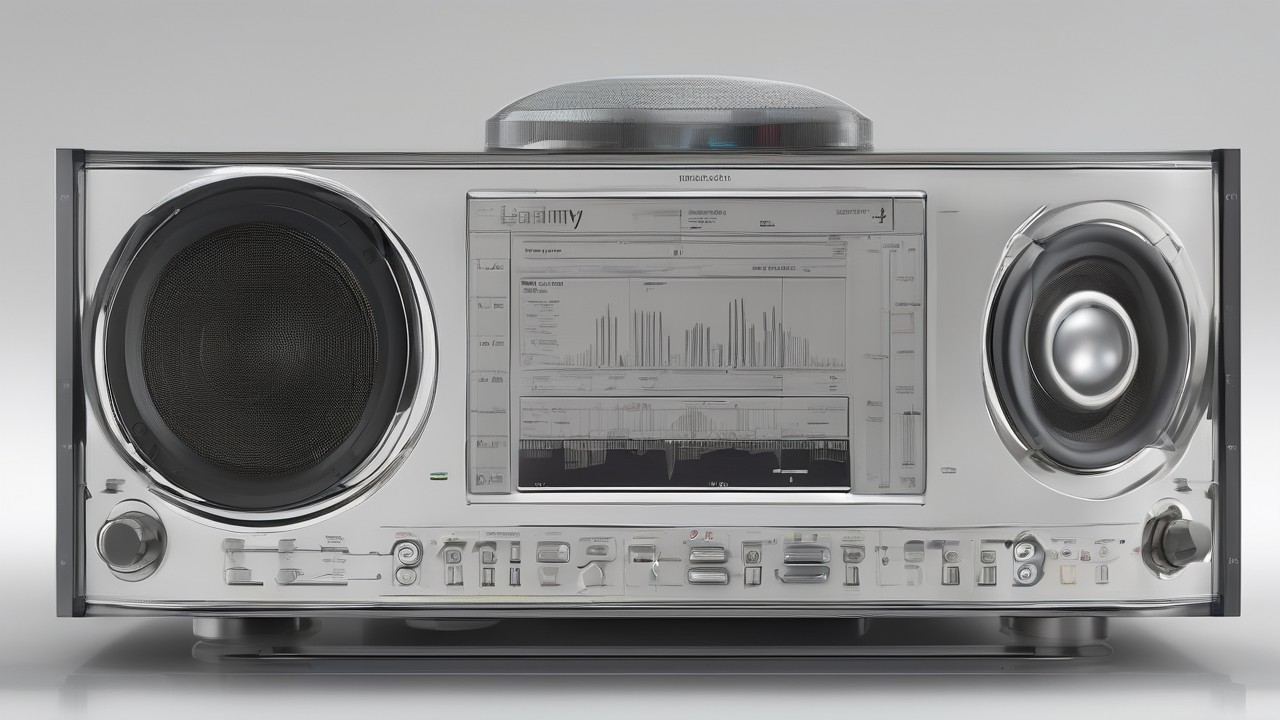 Futurystyczne tło z delikatnymi liniami świetlnymi symbolizującymi technologię audio