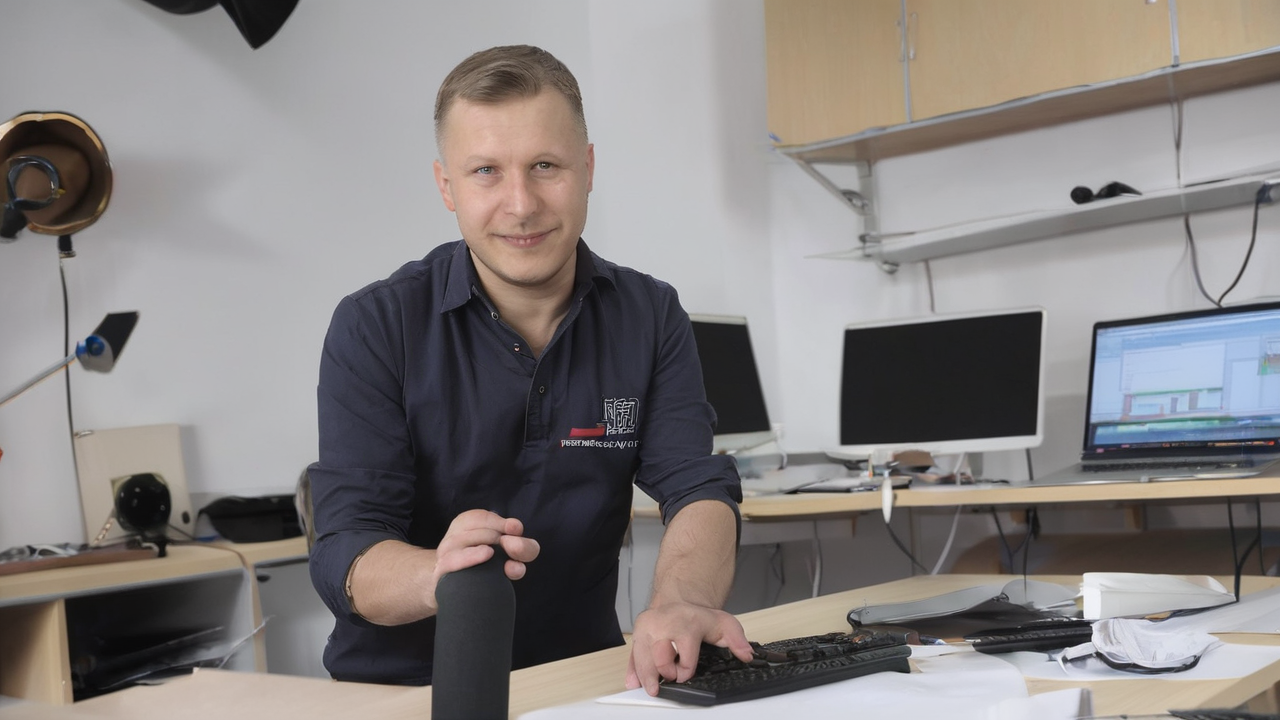 Marek Wiśniewski - specjalista techniczny testujący słuchawki w profesjonalnym studiu