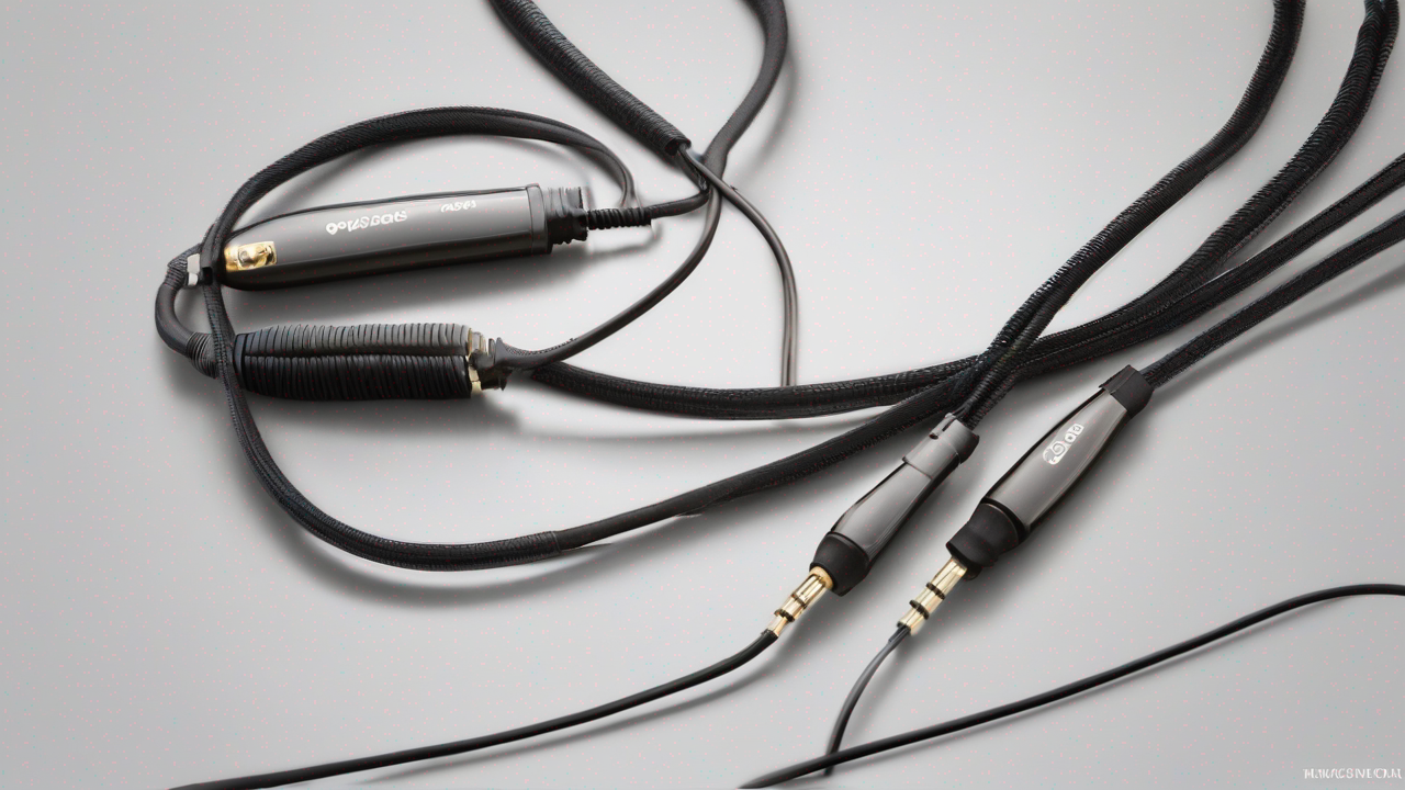 Spiralny kabel audio w oplocie z pozłacanymi końcówkami